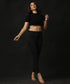 Triple Button High Waist Black Jean